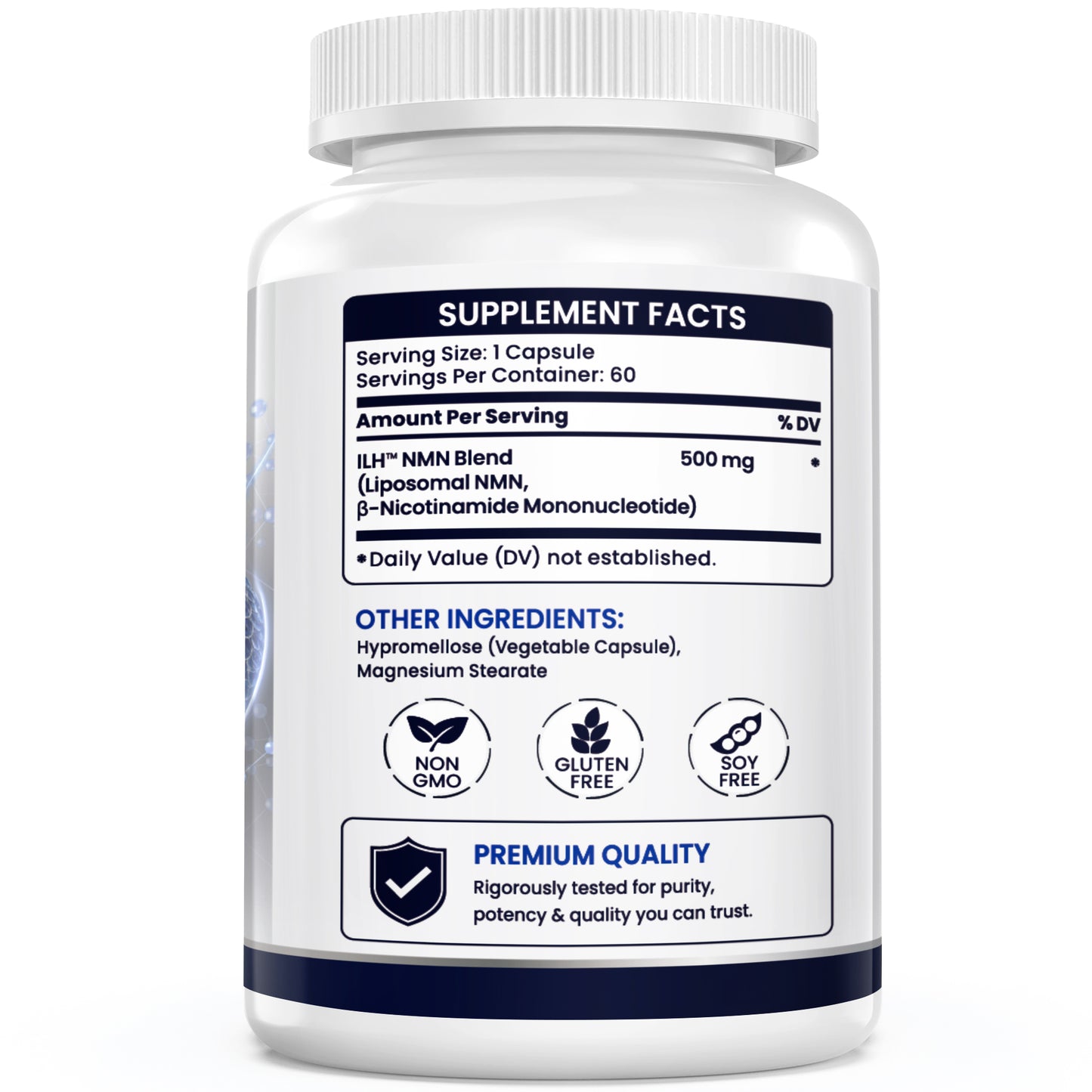 Liposomal NMN 500mg Supplement with ILH™ NMN Blend – 60 Veggie Capsules