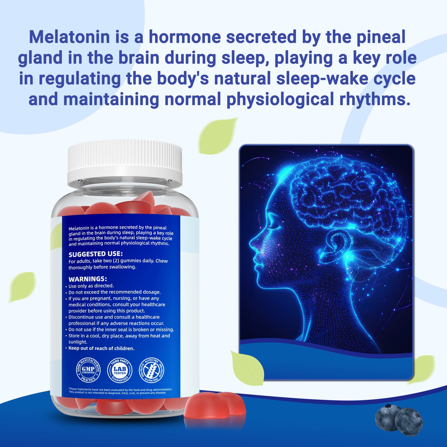I Love Health Sleep Gummy | Melatonin 6mg + Vitamin B6 6mg Sleep Support Gummies with Natural Blueberry Flavor - Made in cGMP facility