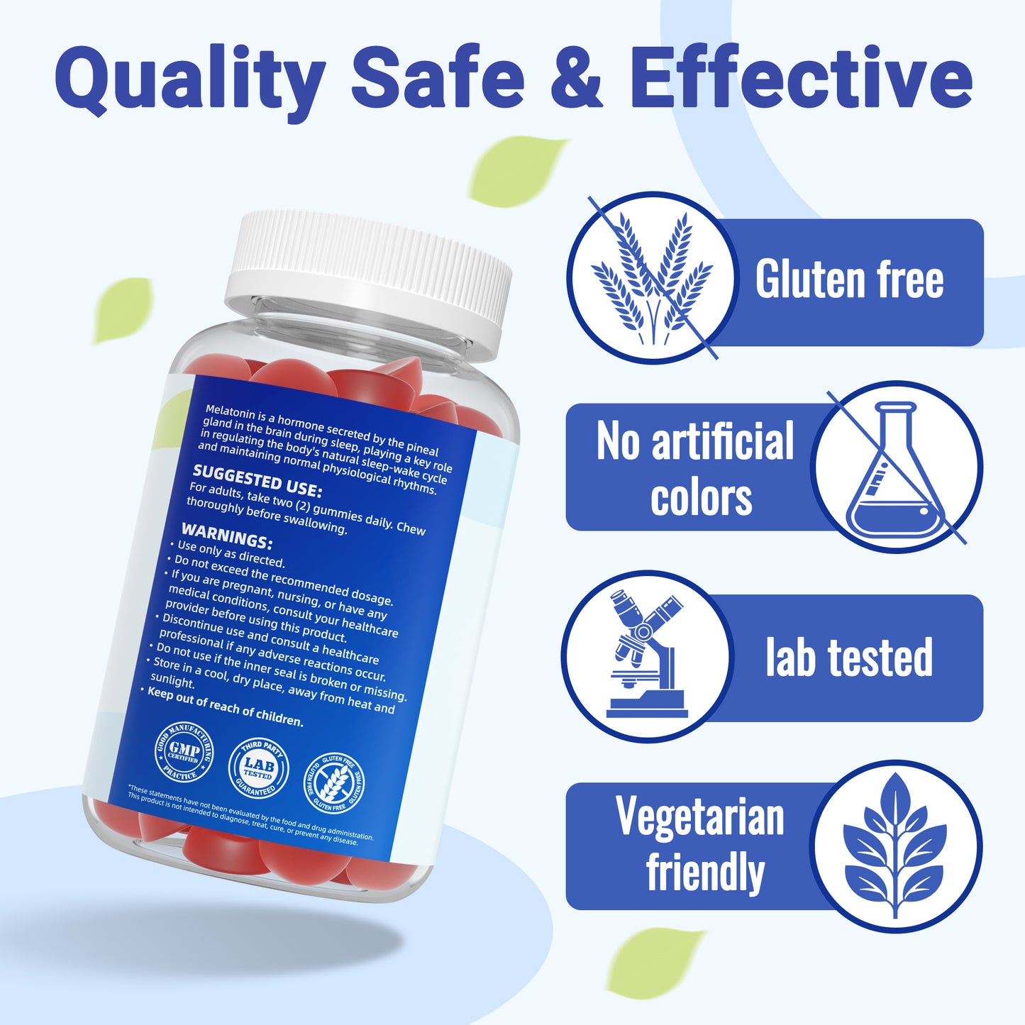 I Love Health Sleep Gummy | Melatonin 6mg + Vitamin B6 6mg Sleep Support Gummies with Natural Blueberry Flavor - Made in cGMP facility