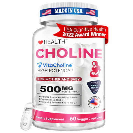 VitaCholine® Liquid Choline 500mg Supplement, Clinical Study - Award Winning - Prenatal Formula to Support Baby’s Brain Development During Pregnancy and Breastfeeding, 60 Day Supply