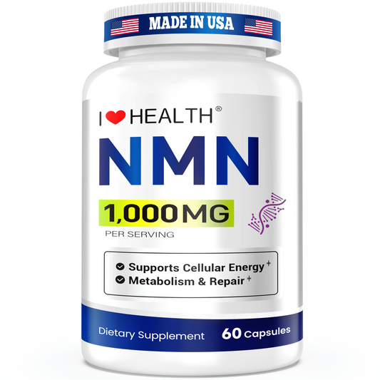 NMN 1000mg Supplement Per Serving,99.9% Pure Nicotinamide Mononucleotide,NAD+ Support Cellular Energy & Healthy Aging for Men & Women,60 Capsules(30-Day Supply),Third-Party Tested,cGMP