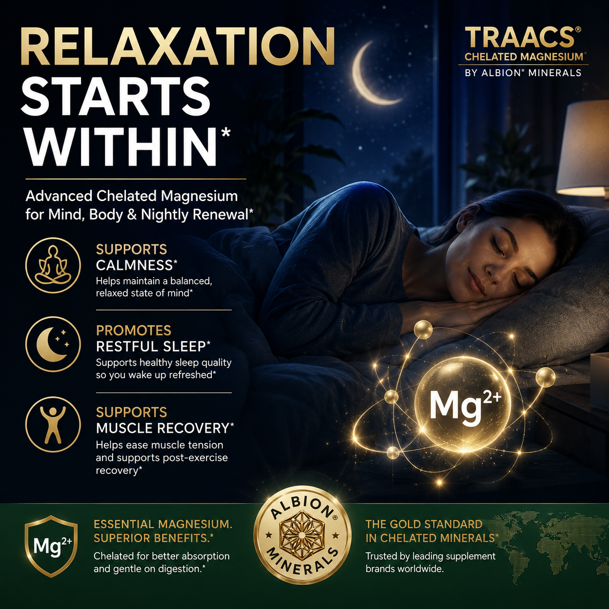 Magnesium Glycinate 500MG, Albion TRAACS Chelated Magnesium Supplement, Made in USA