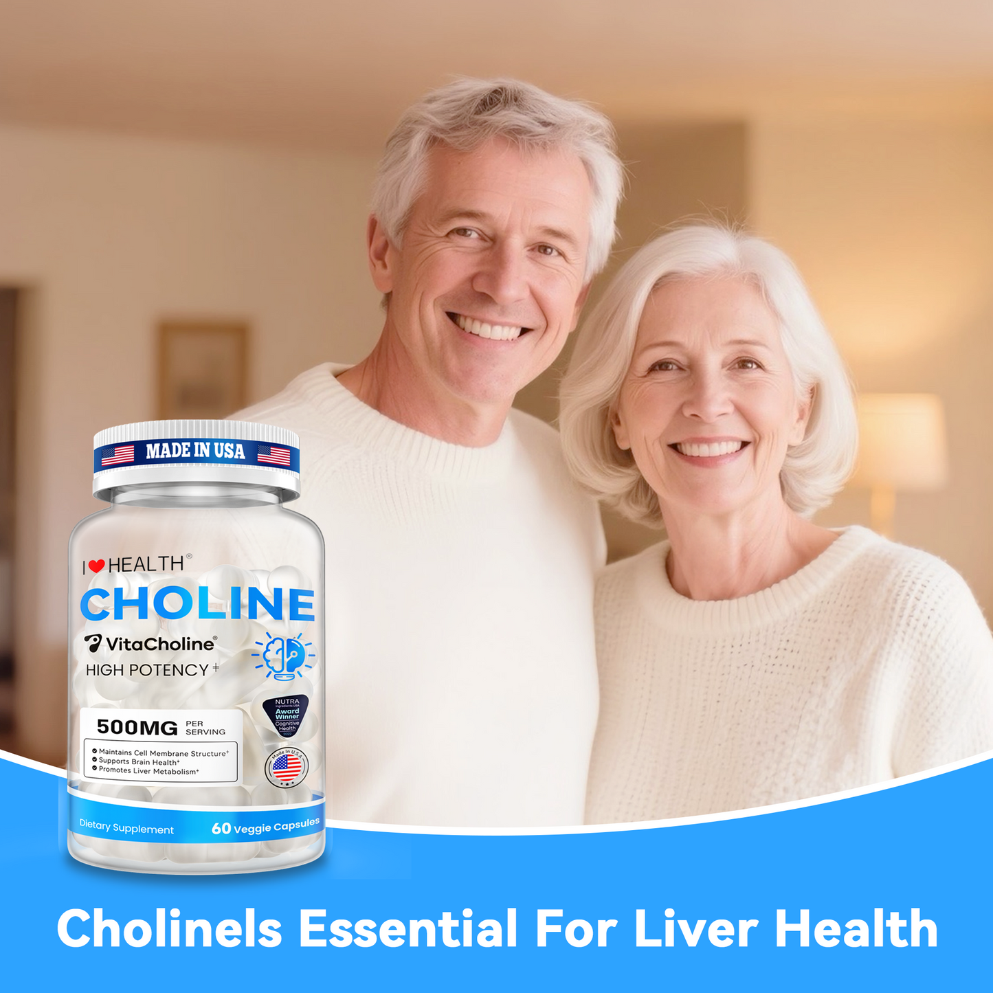 First Liquid Choline Supplement 500mg with VitaCholine® – USA Cognitive Health Award Winner – Superior Absorption – Supports Pregnancy, Baby Brain Development, Liver & Cell Health – 60 Veggie Capsules