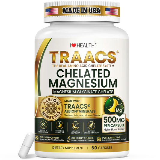 Magnesium Glycinate 500MG, Albion TRAACS Chelated Magnesium Supplement, Made in USA