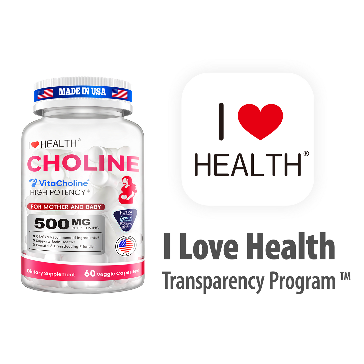 VitaCholine® Liquid Choline 500mg Supplement, Clinical Study - Award Winning - Prenatal Formula to Support Baby’s Brain Development During Pregnancy and Breastfeeding, 60 Day Supply